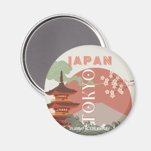 Tokio Japan Reiskunst, Retro Reiskunst Magneet (Voorkant / Achterkant)