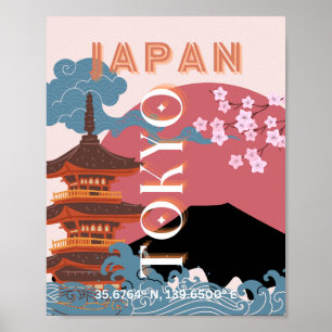 Tokio Japan Reiskunst, Retro Reiskunst Poster