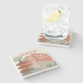 Tokio Japan Reiskunst, Retro Reiskunst Stenen Onderzetter (Zijkant)