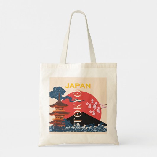 Tokio Japan Reiskunst, Retro Reiskunst Tote Bag (Achterkant)