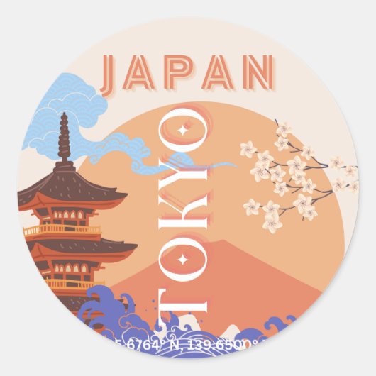 Tokio Japan Reiskunst Ronde Sticker (Voorkant)