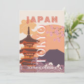 Tokio Japan Reiskunst, Vintage Reiskunst Feestdagenkaart (Staand voorkant)