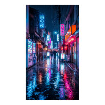 Tokio Japan Reisposter - Neon Nacht Regen