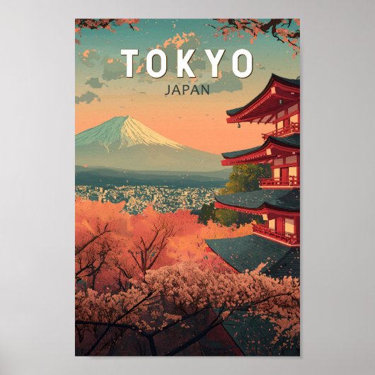 Tokio Japan Reizen Kunst Vintage Poster (Voorkant)