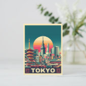 Tokio Japan reizen RETRO geschenken Briefkaart (Staand voorkant)