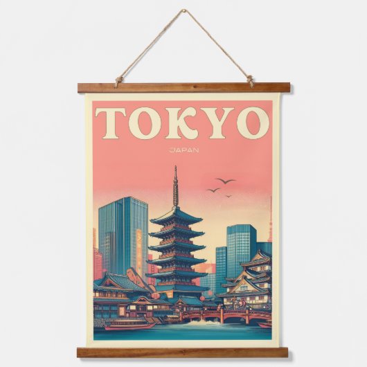 Tokio Japan reizen RETRO magnitic card geschenken Hangend Wandkleed (Voorkant)