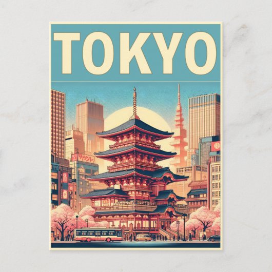 Tokio Japan reizen vintage geschenken Briefkaart (Voorkant)