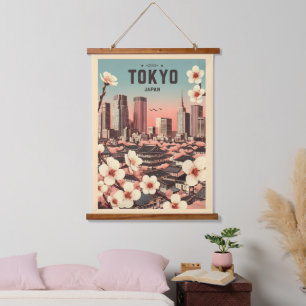 Tokio Japan reizen vintage geschenken Hangend Wandkleed