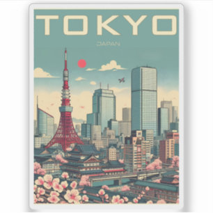 Tokio Japan reizen vintage geschenken Sticker