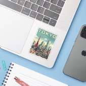 Tokio Japan reizen vintage geschenken Sticker (Laptop met iPhone)