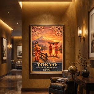 Tokio Japan Retro Reisprent Vintage Wanddecorati Poster