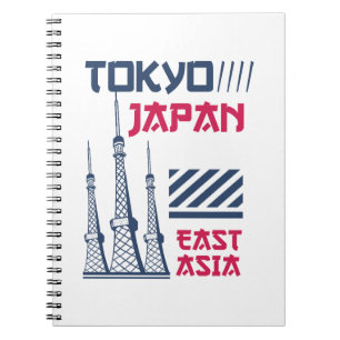 Tokio Japan Retro Stedelijke Toren Grafisch Ontwer Notitieboek