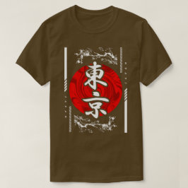 Tokio Japan Rijzende Zon Abstracte Kanji T-shirt