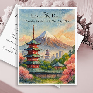 Tokio Japan Save The Date Trouwkaart Aangepast Briefkaart
