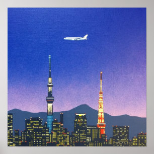 Tokio Japan Silhouette 80s Hiroshi Nagai Kunst Poster