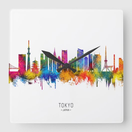Tokio Japan Skyline Vierkante Klok (Voorkant)