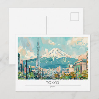 Tokio Japan Vintage Kunst Illustratie Reizen Briefkaart