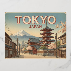 Tokio Japan Vintage Reisposter Folie Feestdagen Briefkaart