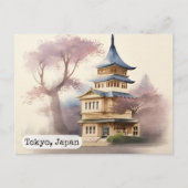 Tokio, Japan  Waterverf Reizen Briefkaart (Voorkant)