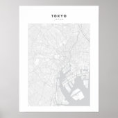 Tokio - Japan White City Map Poster (Voorkant)