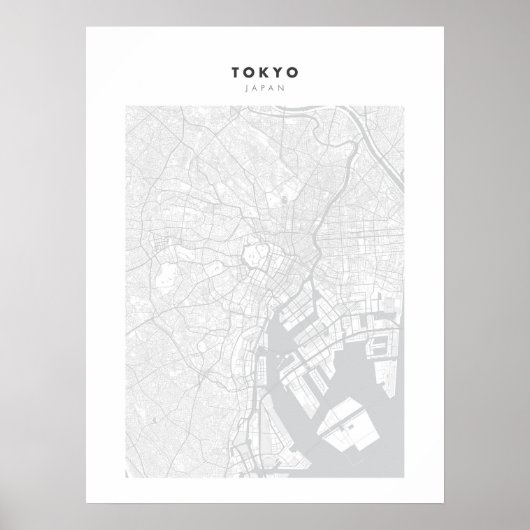 Tokio - Japan White City Map Poster (Voorkant)