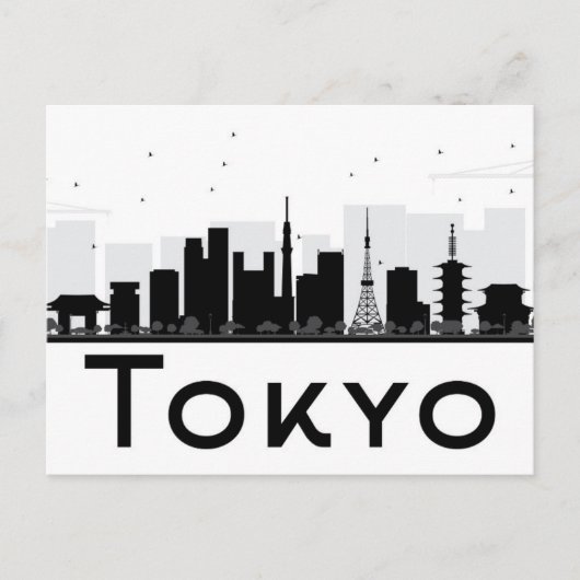 Tokio, Japan | Zwarte en witte veldlijn Briefkaart (Voorkant)