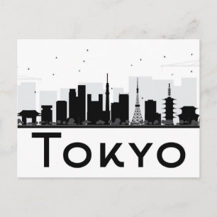 Tokio, Japan   Zwarte en witte veldlijn Briefkaart