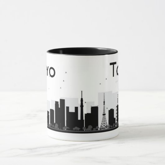 Tokio, Japan | Zwarte en witte veldlijn Mok (Midden)