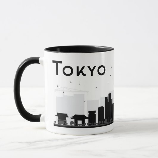 Tokio, Japan | Zwarte en witte veldlijn Mok (Links)