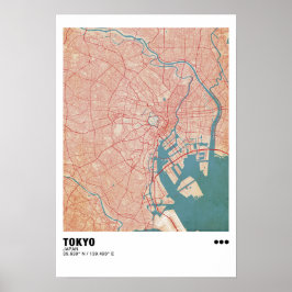 Tokio Kaart Poster - Tokyo Modern Kaart