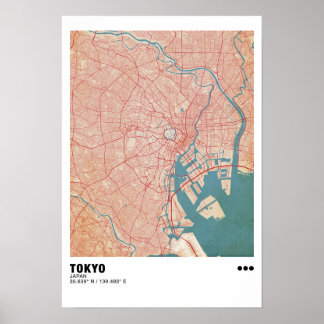 Tokio Kaart Poster - Tokyo Modern Kaart