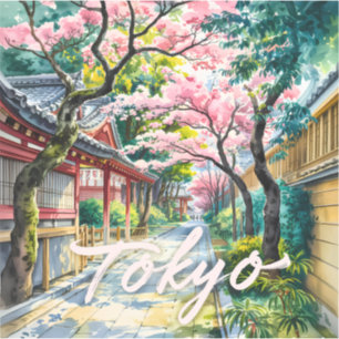 Tokio Kersenbloesem Aquarel Traditioneel Japan Sticker