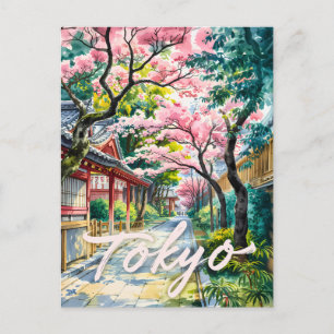 Tokio Kersenbloesem Waterverf Traditioneel Japan  Briefkaart