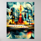 Tokio kubistische lichten - modern geometrisch sta poster (Voorkant)