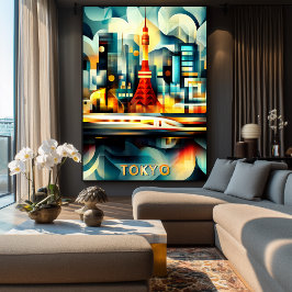 Tokio kubistische lichten - modern geometrisch sta poster