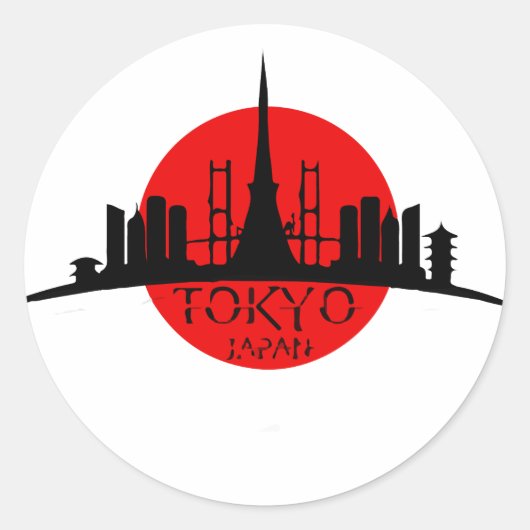 Tokio Landmark Ronde Sticker (Voorkant)