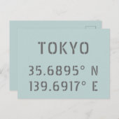 Tokio Latitude & Lengtegraad Briefkaart (Voorkant / Achterkant)