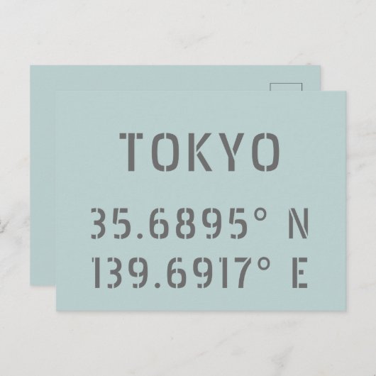 Tokio Latitude & Lengtegraad Briefkaart (Voorkant / Achterkant)