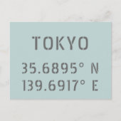 Tokio Latitude & Lengtegraad Briefkaart (Voorkant)