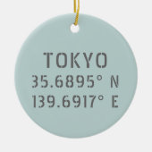 Tokio Latitude & Lengtegraad Keramisch Ornament (Voorkant)