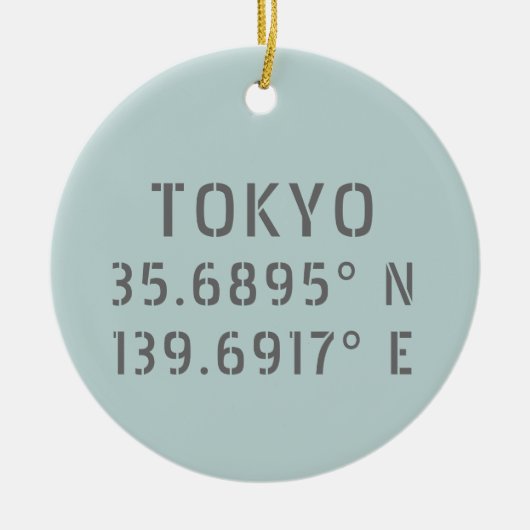 Tokio Latitude & Lengtegraad Keramisch Ornament (Voorkant)