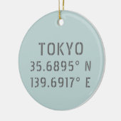 Tokio Latitude & Lengtegraad Keramisch Ornament (Links)