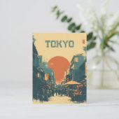 Tokio markt vintage briefkaart (Staand voorkant)