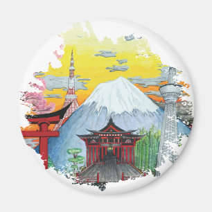 Tokio met de oorspronkelijke Fuji-kunst Magneet