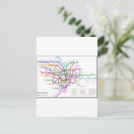 Tokio Metro Map Briefkaart (Staand voorkant)