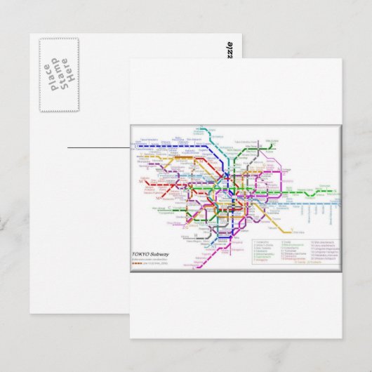 Tokio Metro Map Briefkaart (Voorkant / Achterkant)