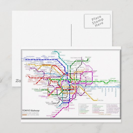 Tokio Metro Map Briefkaart (Voorkant / Achterkant)
