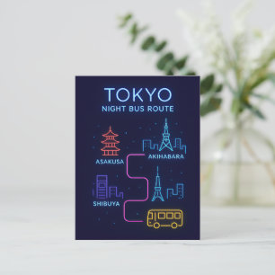 Tokio Nacht Neon Ansichtkaart Japan Reis Souveni Briefkaart