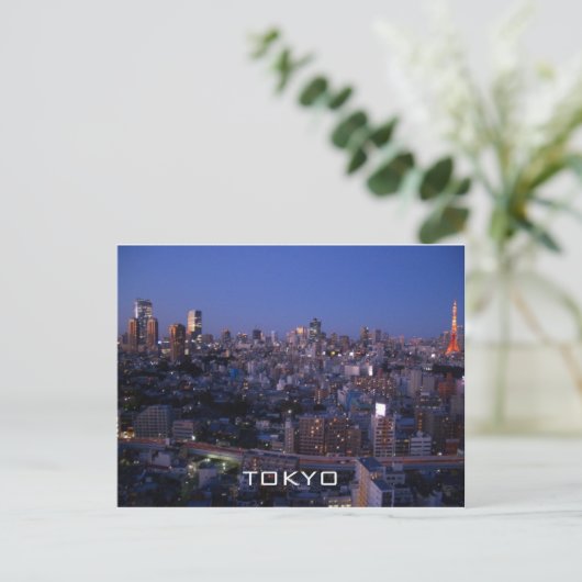 Tokio nachtskyline briefkaart (Staand voorkant)