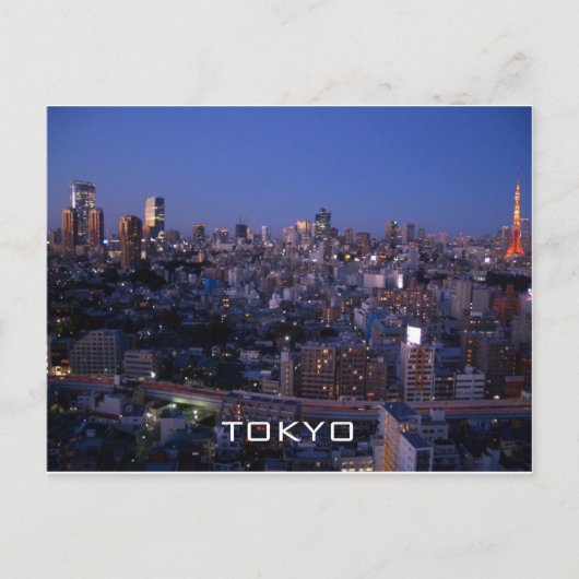 Tokio nachtskyline briefkaart (Voorkant)